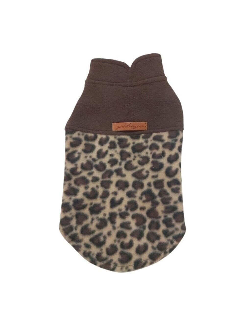 Yikeyo Soft Brown Leopard Print Dog Shirt - Size Medium